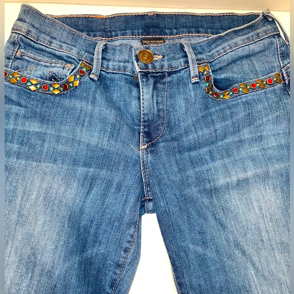 True Religion Ankle length Jeweled pocket Jeans